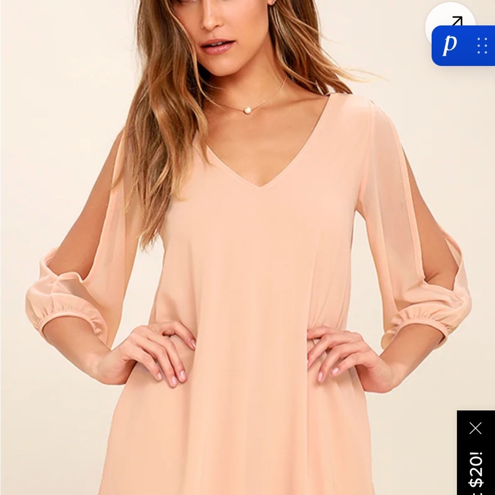 Lulu’s Shifting Dears Blush Pink Long Sleeve Dress in size small
